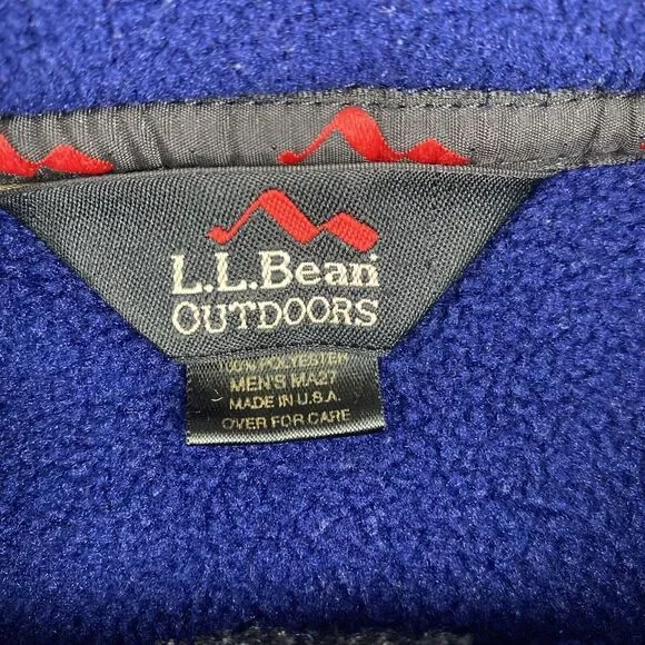 L.L. Bean XL Men's Navy Blue Fleece 1/4 Quarter Zip Mock Neck Pullover READ - Picture 2 of 10